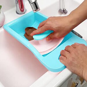 Emivery Portable Washboard for Laundry Mini Non Slip Underwear Sock Washing Board Clothes Cleaning Tools for Home Blue