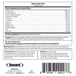 Ramard Total Lactic Care for Aging Horses, Supports Joint Function, Energy & Stamina Horse Supplies, Vitamin & Supplements w/ Branch Chain Amino Acids, 25g Pouch, 5-Pack