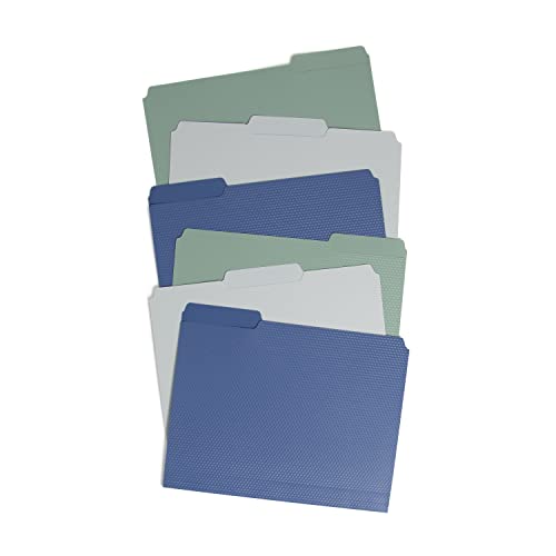 U Brands Performance Poly File Folders Set, Office Supplies, Blue, Gray, Green, Assorted Styles 6 Count