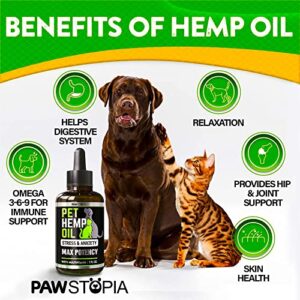 (2 Pack) Hemp Oil for Dogs and Cats - Helps Pets with Anxiety, Pain, Stress, Sleep, Arthritis, Seizures Relief - Cat Anxiety Relief - Omega 3-6-9 - Pet Hemp Oil Drops Treats - Hip and Joint Support