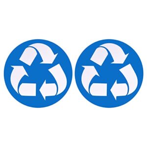 meccanixity recycle sticker bin labels 5 inch self-adhesive recycling vinyl for home office stainless steel/plastic trash can, blue pack of 2