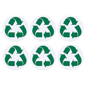 meccanixity recycle sticker bin labels 5 inch recycling vinyl for stainless steel/plastic trash can, home office indoor use, white pack of 6