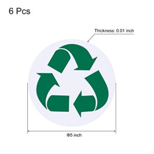 MECCANIXITY Recycle Sticker Bin Labels 5 Inch Recycling Vinyl for Stainless Steel/Plastic Trash Can, Home Office Indoor Use, White Pack of 6