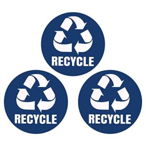meccanixity recycle sticker bin labels 5 inch large recycling vinyl for stainless steel/plastic trash can, blue pack of 3