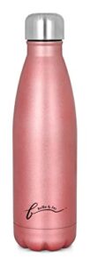 bella&jay insulated double wall vacuum stainless steel sports water bottle, 17 oz thermo cola shaped for hot or cold drinks - rose gold