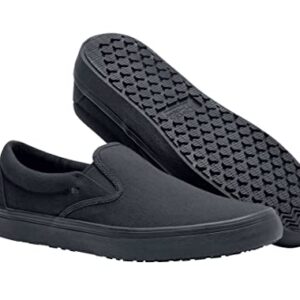 Shoes for Crews Merlin, Slip-On, Men's, Women's, Unisex, Slip Resistant Work Shoes, Black Canvas, Men's Size 6.5, Women's Size 8