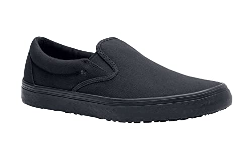 Shoes for Crews Merlin, Slip-On, Men's, Women's, Unisex, Slip Resistant Work Shoes, Black Canvas, Men's Size 6.5, Women's Size 8