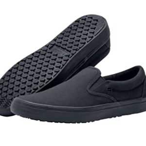 Shoes for Crews Merlin, Slip-On, Men's, Women's, Unisex, Slip Resistant Work Shoes, Black Canvas, Men's Size 6.5, Women's Size 8