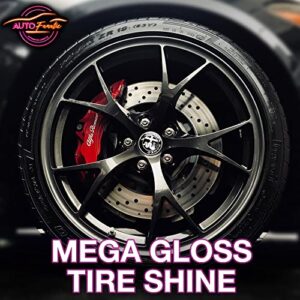 AUTO FANATIC Mega Gloss Tire Shine 16oz - Extra Glossy Car Tire Shine That Works on Rubber, Vinyl & Plastic - Long Lasting Tire Shine Gel That Provides UV Protection and Ultimate Tire Polish Look