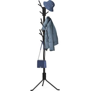 simple houseware standing coat and hat hanger organizer tree shaped rack, 18 hooks, black