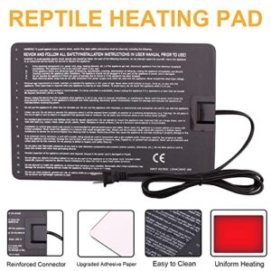 DERPROF Reptile Heating Pad - 16W Under Tank Heater Heat Mat for Reptiles Turtle Bearded Dragon Hermit Crab Leopard Gecko Snake Tank Acessories 8 X 12 Inch