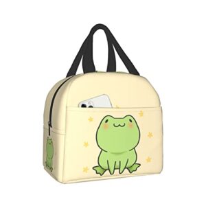 senheol cute frog cartoon print lunch box, kawaii small insulation lunch bag, reusable food bag lunch containers bags for women men
