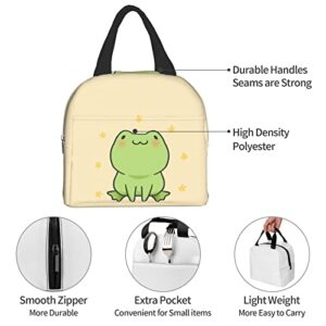 Senheol Cute Frog Cartoon Print Lunch Box, Kawaii Small Insulation Lunch Bag, Reusable Food Bag Lunch Containers Bags for Women Men