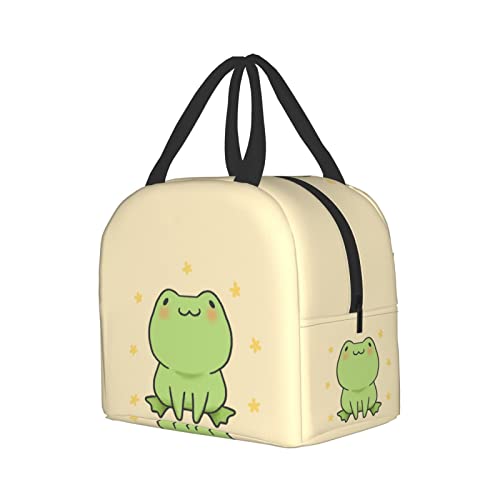 Senheol Cute Frog Cartoon Print Lunch Box, Kawaii Small Insulation Lunch Bag, Reusable Food Bag Lunch Containers Bags for Women Men