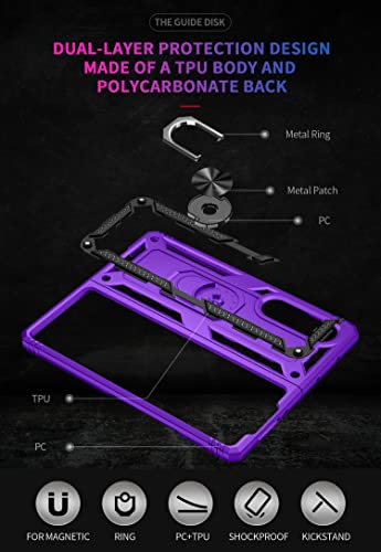 SunStory Galaxy Z Fold 3 Case, Military Grade Purple Bumper with Magnetic Kickstand, Shock-Absorbent for Samsung Z Fold 3 5G 2021