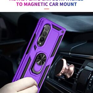 SunStory Galaxy Z Fold 3 Case, Military Grade Purple Bumper with Magnetic Kickstand, Shock-Absorbent for Samsung Z Fold 3 5G 2021