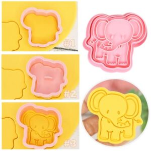 Crethinkaty Animals Cookie Cutter Set,8 Pcs Plastic Cookie Stamps Cartoon Fun Biscuit Moulds Fondont Decoration