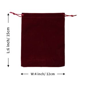 TOPTIE Custom 50 PCS Velvet Gift Wrap Bags with Drawstrings, 4"x6" Logo Print Jewelry Pouches for Wedding Favors