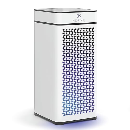 Medify MA-40-UV Air Purifier with True HEPA H14 Filter + UV Light | 840 sq ft Coverage | for Allergens, Wildfire Smoke, Dust, Odors, Pollen, Pets | Quiet 99.99% Removal to 0.1 Microns | White, 1-Pack