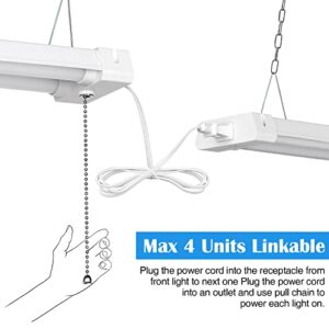 ZJOJO Linkable LED Shop Light for Garage, LED Shop Light 42W [250W Equivalent] 5000lm 4FT, 6000-6500K Daylight White, 5-Year-Warranty, Shop Lights with Pull Chain (ON/Off) for Office Warehouse-(1PK)