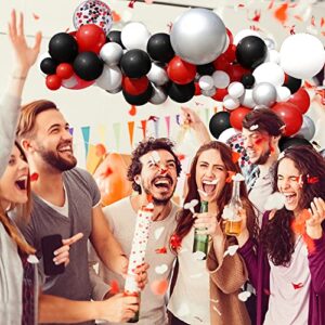 Red Black Balloon Garland kit, 120pcs Red Silver Black Balloons and Confetti Balloons for Prom Single Party Baby Shower Birthday Graduation Decorations