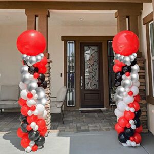 Red Black Balloon Garland kit, 120pcs Red Silver Black Balloons and Confetti Balloons for Prom Single Party Baby Shower Birthday Graduation Decorations