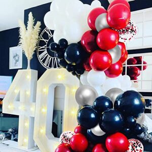 Red Black Balloon Garland kit, 120pcs Red Silver Black Balloons and Confetti Balloons for Prom Single Party Baby Shower Birthday Graduation Decorations