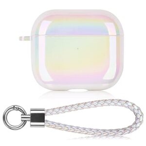 airspo airpods 3 case cover clear lasher hard pc protective case colorful airpod 3 cover skin compatible with apple airpods 3rd generation with keychain (glittery white)