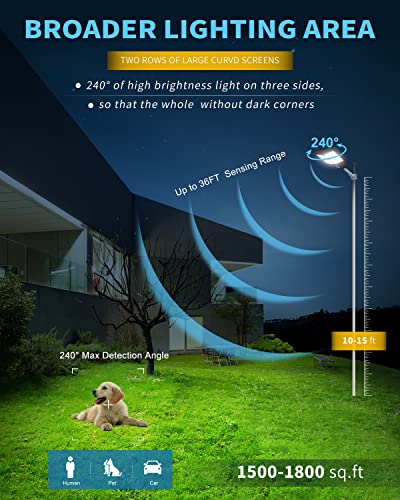 A-ZONE 600W Solar Street Lights Outdoor - 60000LM High Brightness Dusk to Dawn LED Lamp, with Motion Sensor and Remote Control, for Parking Lot, Yard, Garden, Patio, Stadium, Piazza (2 Packs)