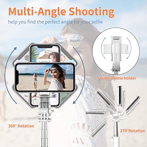 Selfie Stick with Fill Light, Tupwoon Extendable [42 Inch] Selfie Stick with Detachable Remote, Portable Phone Tripod Stand, Compatible with iPhone 14/13/12/11, Samsung Google Smartphones