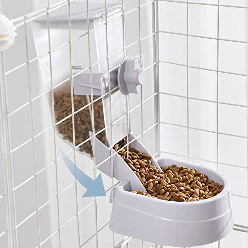 ACTMB Rabbit Water Feeder, Pet Cage Suspended Water Dispenser, Hanging Automatic Small Animal Water Bottle Bowl for Bunny Cat(Feeder,Blue)