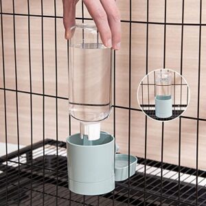 ACTMB Rabbit Water Feeder, Pet Cage Suspended Water Dispenser, Hanging Automatic Small Animal Water Bottle Bowl for Bunny Cat(Feeder,Blue)