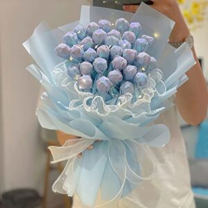 LWFyyds Waterproof Flower Solid Color Translucent Wrapping Paper Bouquet Gift Packaging Korea Flower Shop Supplies, 40 Sheets (White)