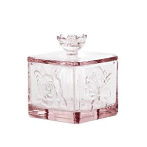 gaolinci roses & butterflies embossed glass candy jar, stained glass food jar with lid