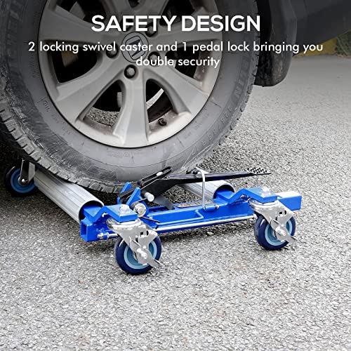 WEIZE Car Wheel Dolly, Heavy Duty Self Loading Dolly with Ratcheting Foot Pedal, 1300lbs Capacity, Set of 4