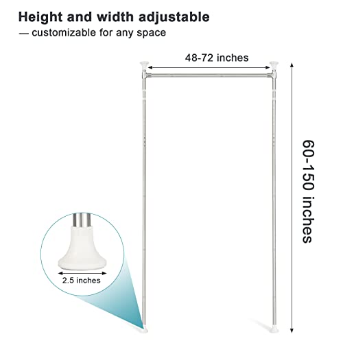 HOSKO Curtain Divider Stand - 48 to 72 inches Expandable Room Divider，Damage Free Freestanding Vertical Tension Stand