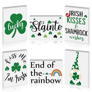 6 pieces st. patrick's day tiered tray decor irish wooden signs shamrock tabletop decor lucky gnome rustic sign st. patrick's day decorations for desk home wall irish decor 3.5 x 2.5 x 0.47 inches