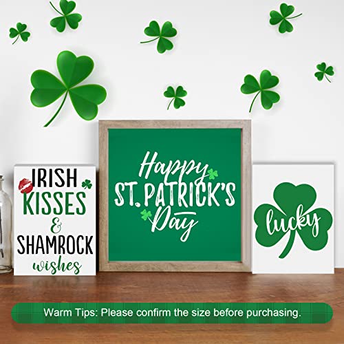 6 Pieces St. Patrick's Day Tiered Tray Decor Irish Wooden Signs Shamrock Tabletop Decor Lucky Gnome Rustic Sign St. Patrick's Day Decorations for Desk Home Wall Irish Decor 3.5 x 2.5 x 0.47 Inches