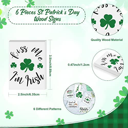 6 Pieces St. Patrick's Day Tiered Tray Decor Irish Wooden Signs Shamrock Tabletop Decor Lucky Gnome Rustic Sign St. Patrick's Day Decorations for Desk Home Wall Irish Decor 3.5 x 2.5 x 0.47 Inches