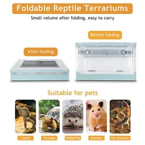 RunDuck Foldable Reptile Terrariums Kits Gecko Tank with Plant, Feeding Bowl, Carpet, Easy to Carry, Easy to Move with Wheels, Heat-Resistant Material, Suitable for Snake Tortoise Leopard Gecko