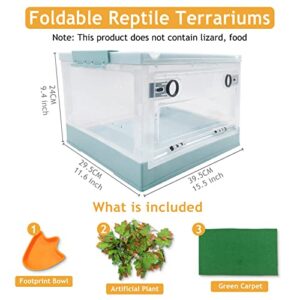 RunDuck Foldable Reptile Terrariums Kits Gecko Tank with Plant, Feeding Bowl, Carpet, Easy to Carry, Easy to Move with Wheels, Heat-Resistant Material, Suitable for Snake Tortoise Leopard Gecko