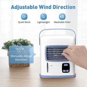 Portable 3 in 1 Air Cooling Cooler - Personal Mini Air Conditioner Fan w/12 H Timer, 500ML Water Tank, 2 Speeds, Adjustable Wind Direction, Low Noise, Ideal for Office Home Room Desk Bedroom Dorm