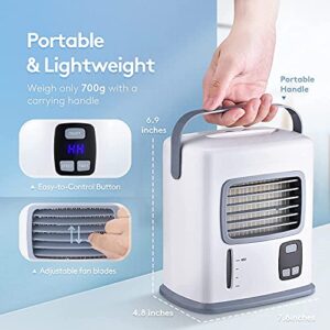 Mini 3 in 1 Evaporative Air Cooling Cooler - Personal Portable Air Conditioner Fan W/12H Timer, Adjustable Wind Direction w/2 Speeds, 500ML Water Tank, Quiet for Desktop Office Small Room Dorm