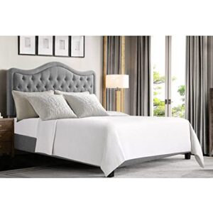 rosevera grayson adjustable headboard bed with fine polyester and button tufting for bedroom, full, ash