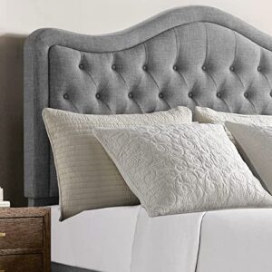 Rosevera Grayson Adjustable Headboard Bed with Fine Polyester and Button Tufting for Bedroom, Full, Ash