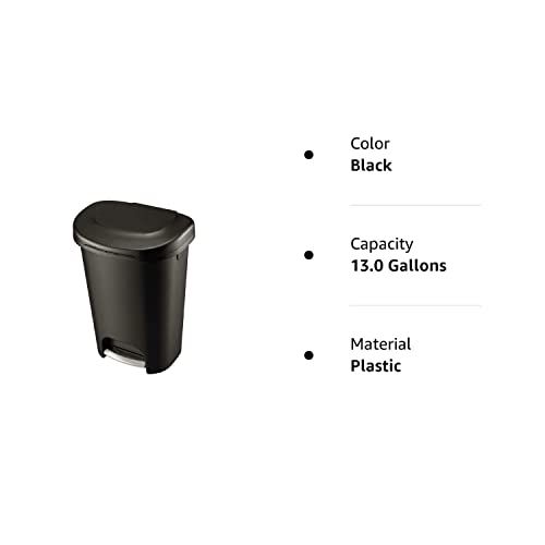 NNiKY Black Foot Pedal Trash Can 13 Gallon Garbage Bin Waste Basket