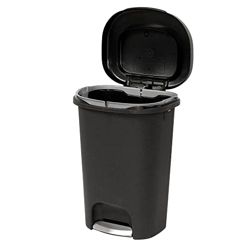 NNiKY Black Foot Pedal Trash Can 13 Gallon Garbage Bin Waste Basket