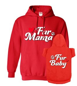 apparelyn classy fur mama fur baby dog or cat matching pet and owner hoodie sweatshirt set
