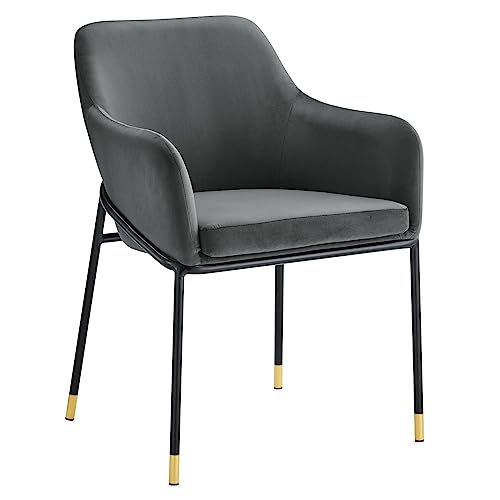 Modway Jovi Performance Velvet Dining Armchair in Black Charcoal