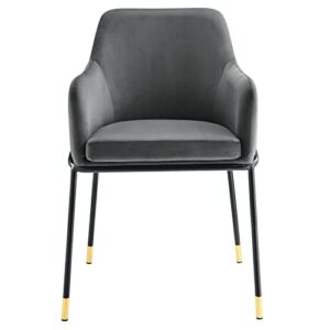 Modway Jovi Performance Velvet Dining Armchair in Black Charcoal